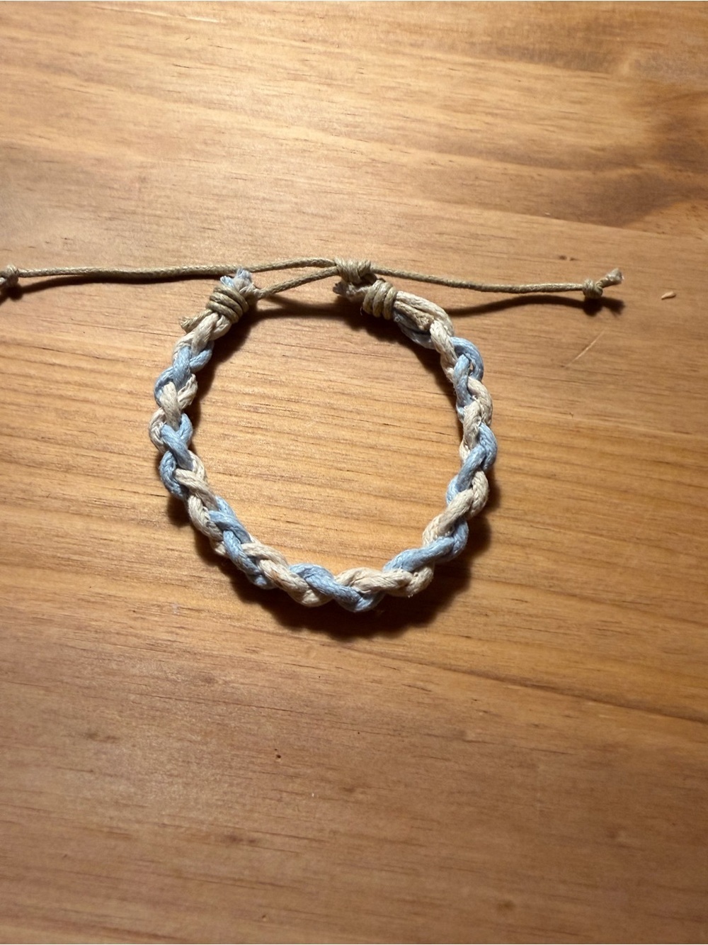 Braided Two-Tone Cord Bracelet in Sky Blue and Beige